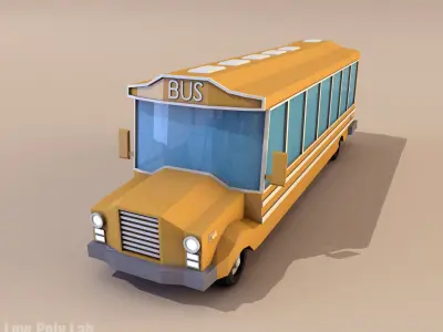 Cartoon City School Bus Low-poly 3D model