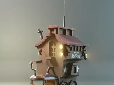 Stylized Caravan Low-poly 3D model