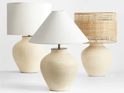 Corfu Cream Table Lamp with Linen Taper Shade 3D model