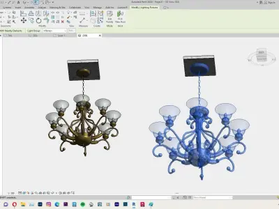 Chandelier or Classical Hanging Lamp Revit Family Interior 3D model