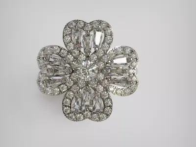 Diamond Clover  turnable rotation ring 3D print model