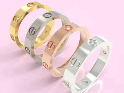 Screw Ring Set 4 Variations Size 52 3D print model