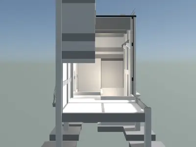 Industrial building in cutaway section 25i12 3D model