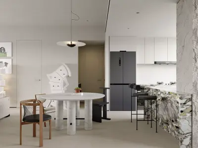 Modern living room dining room interior scenes  3D model 26