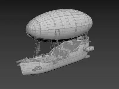 AirShip hot air balloon Low-poly 3D model