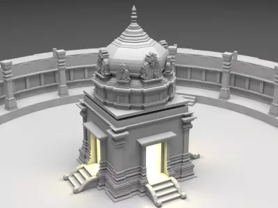 Circular shiva temple with 64 gods around 3D model