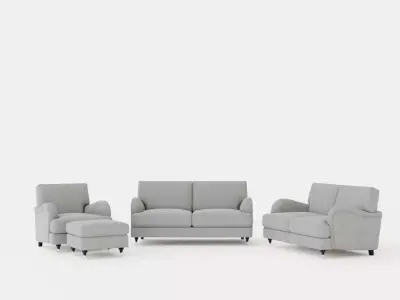 Howard Classic Sofa Group 3 Seater 2 Seater Armchair Footstool Low-poly 3D model