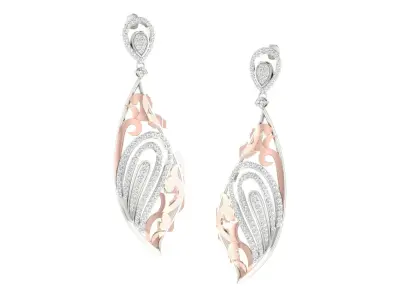 Women Drop Earrings 3dm STL OBJ FBX Renders Details 3D print model 14