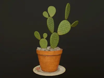 Cactus - PBR Game Ready in pot Low-poly 3D model