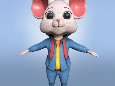 Cute Little Mouse Low-poly 3D model