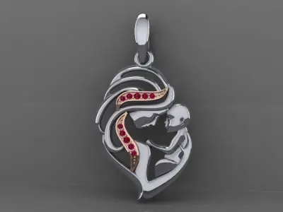 Pendant  Mother with child 3D print model