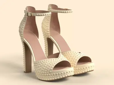 Unbranded Sandal 05 Women Platform Sandal Pearls 3D model