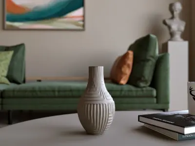 Sitting Area with Macrame Wall Hanging  3D model