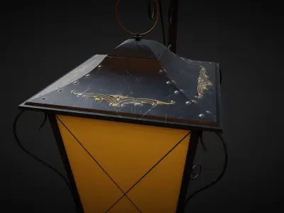 Medieval Street Lamp 01 Low-poly 3D model