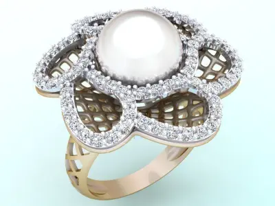  Mesh flower ring - Italian rings - Womens Rings - N6682 3D print model