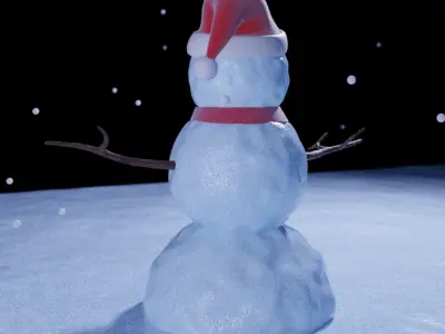 Snowman Low-poly 3D model