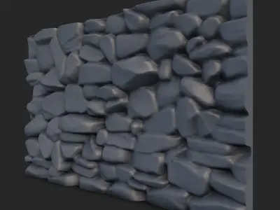 Grunge Rock Masonry Wall 3D model