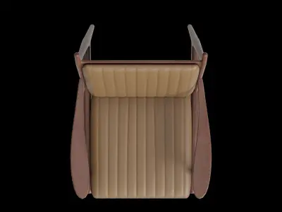 Dark Wood Leather Lounge Chair Low-poly 3D model