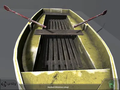 Boat with oars Free low-poly 3D model