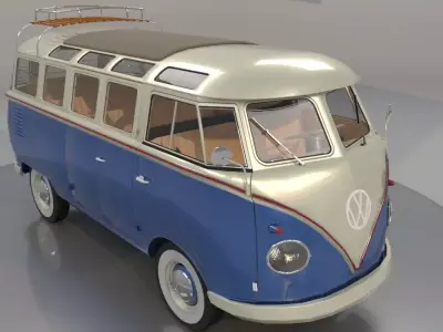 Volks Wagen Type 2 Kombi Samba LO POLY 3D model