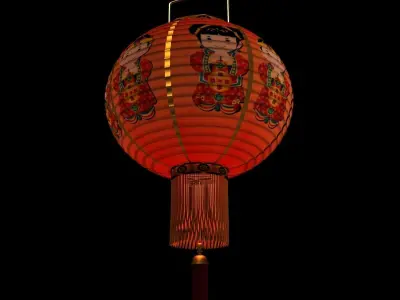 Chinese red lantern 3D model 4