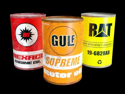 Motor oil cans Low-poly 3D model