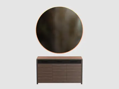 Round Mirror and Sideboard 1303 3D model