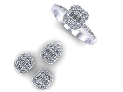 necklace earring ring set Stl 3D model