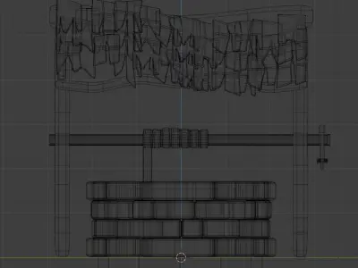Low poly well wooden water Free low-poly 3D model