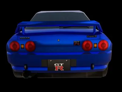 Low Poly Blue GTR Sports Car 3D Model Stylized Game Ready Low-poly 3D model