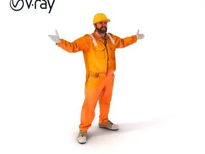 Construction Worker Model Pack with Uniform and Hard Hat Low-poly 3D model