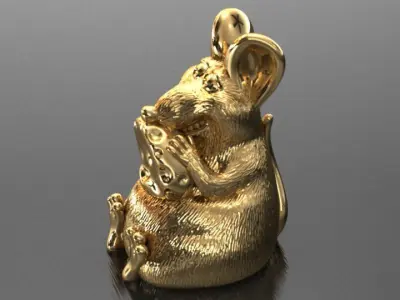 Mouse and Cheese Pendant Necklace 3D print model