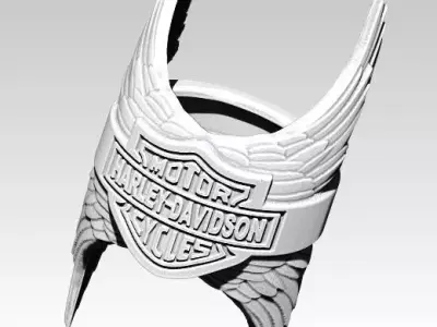Biker Ring with pair wings version 2 3D print model