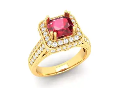 Luxury Princess Cut Gemstone Engagement Ring for Women  487 3D print model