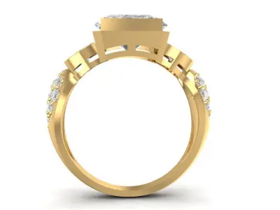 Luxury Emerald Cut Engagement Ring with Side Stones 3D Mode 1809 3D print model