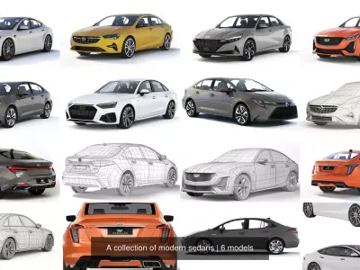 A collection of modern sedans 3D Model Pack