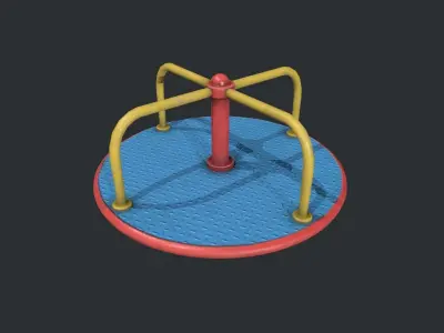 Playground Roundabout - Blue Low-poly 3D model