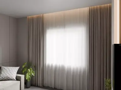 Curtain 3D Model  Modern Fabric Drapes for Interior Design Low-poly 3D model