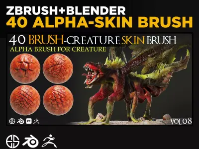 Alpha Brush For Blender And ZBrush-Dragon Skin-Alpha Brush 3D model
