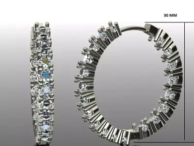 Women Diamond Earrings 3D print model 9