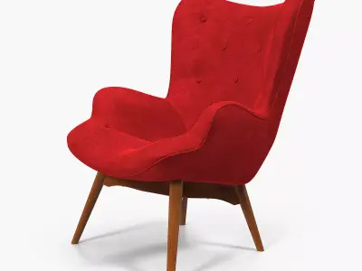 Red Velvet Lounge Chair 3D model