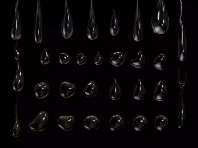  droplets bundle - patch of water drops 3D model