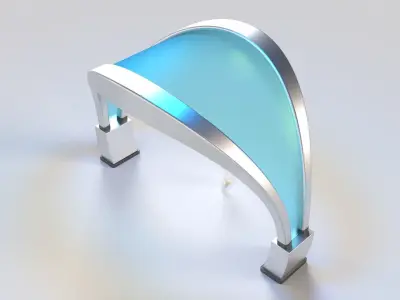 Shade Structure Architectural Structure with Grass and Steel 3D model