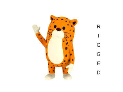 Rigged Leopard Character 3D model