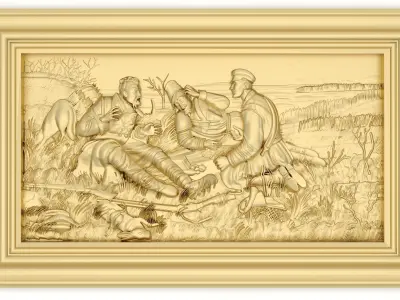 Panel 1 - Resting Hunters 3D model