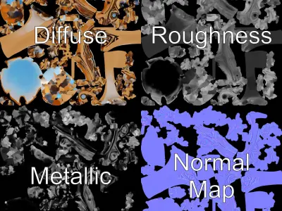 Opal Gold Ring Model Pack for Jewelry Visualization Low-poly 3D model