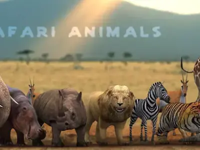 3DRT - Safari Animals Low-poly 3D model