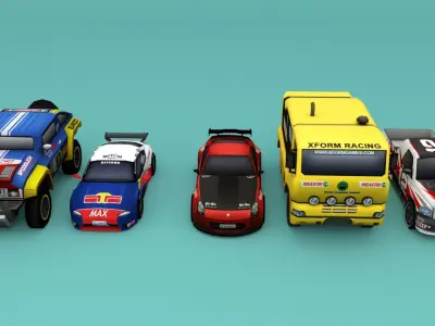 Low Poly Rally Car Pack Low-poly 3D model Low-poly 3D model