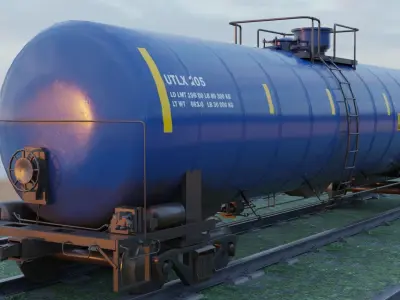 Railway Tank Car - Railroad - Train Tank Wagon Low-poly 3D model Low-poly 3D model