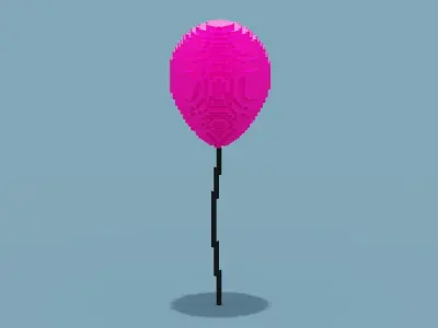 Voxel Pink Balloon Low-poly 3D model